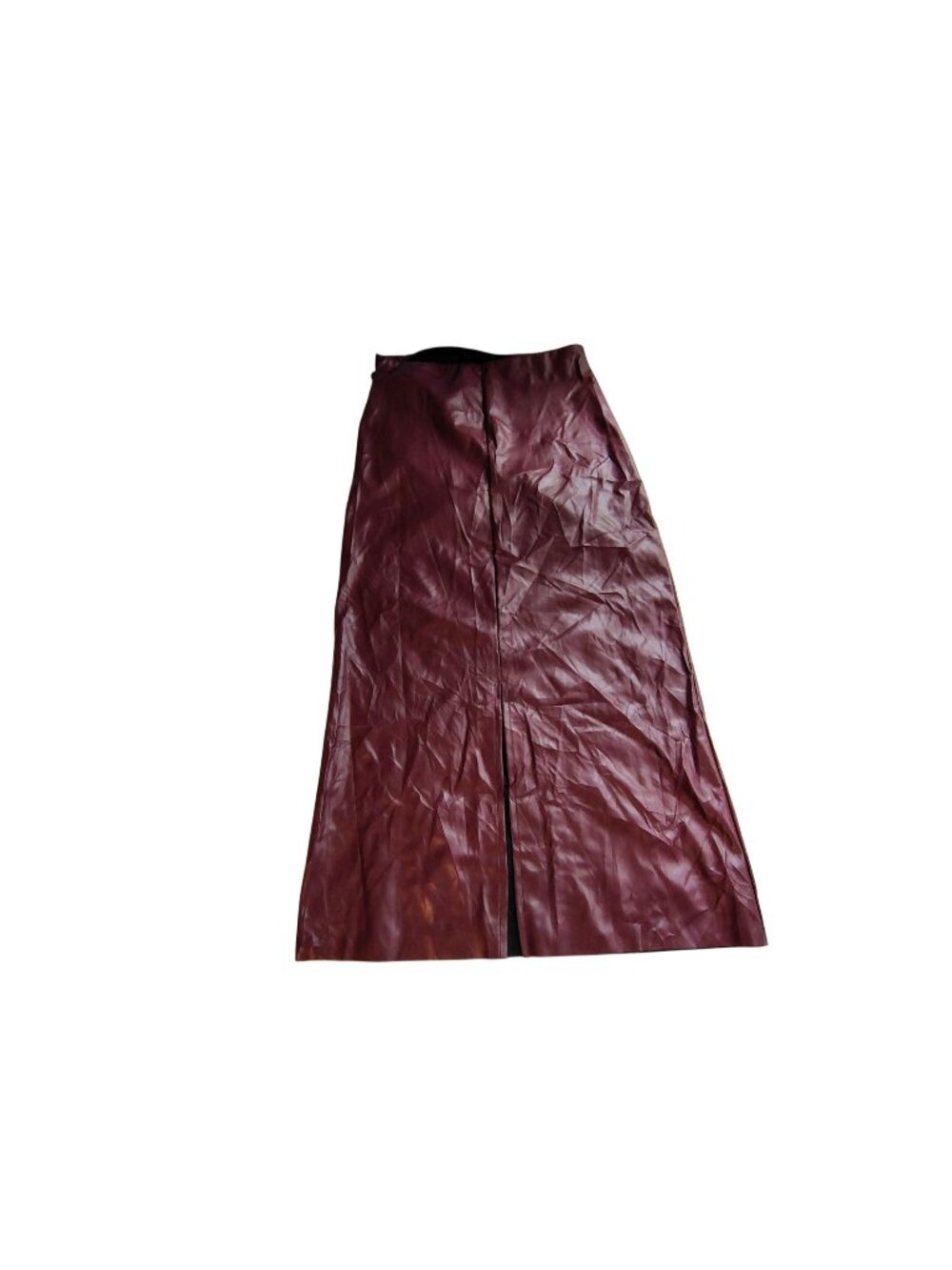 Emerly Rose Womens Skirt Burgundy Faux Leather Maxi Elastic Waistband Size L